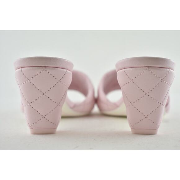 Chanel 22P Light Pink Lambskin Quilted CC Logo Cone Heel Mule Slide Sandal 42 - Picture 11 of 11